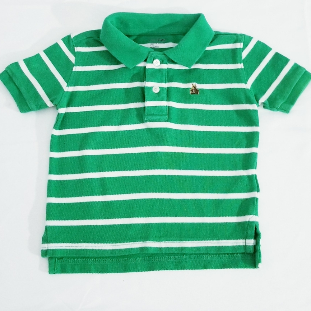 Baby GAP Green White Stripes Polo Shirt